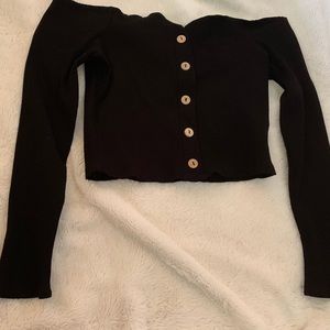 Long sleeve off the shoulder crop top